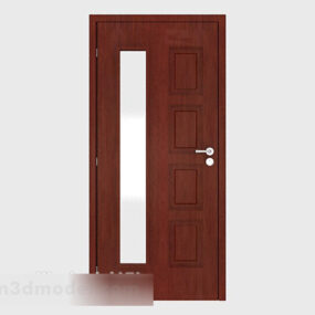 ประตูไม้เนื้อแข็งสีน้ำตาล Simple V1 3d