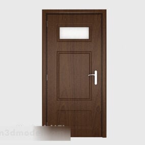 Porte de chambre moderne en bois massif marron modèle 3D