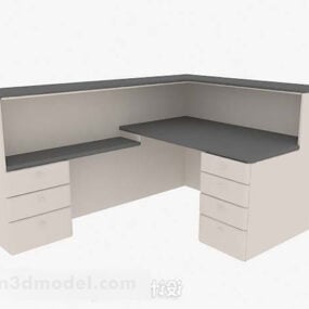 Meja Kantor Sudut Mdf Putih model 3d