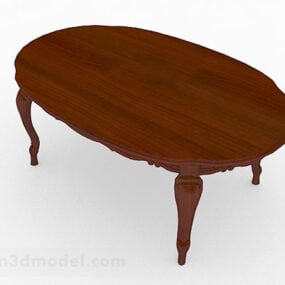 Brown Oval Dining Table 3d model