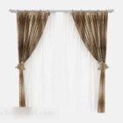 Brown Pattern Double Curtain