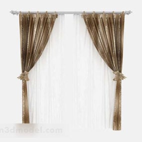 Brown Pattern Double Curtain 3d model