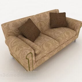 Brown Pattern Home Double Sofa 3d model