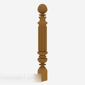 مدل سه بعدی ستون کلاسیک چوب قهوه ای