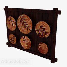 茶色の磁器プレートの装飾デザイン 3D モデル