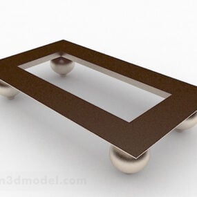 Brązowy prostokątny stolik kawowy Model 3D