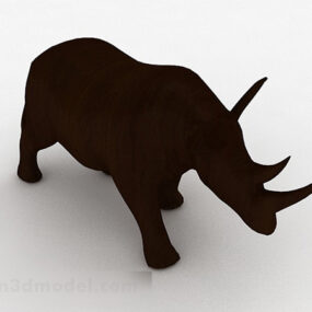 Bruine neushoorn snijwerk ornamenten 3D-model
