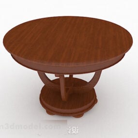 โมเดล 3 มิติการออกแบบโต๊ะรับประทานอาหารทรงกลมสีน้ำตาล