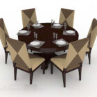 Brown Round Dining Table Chair