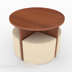 Brown Round Small Coffee Table Design 3d model