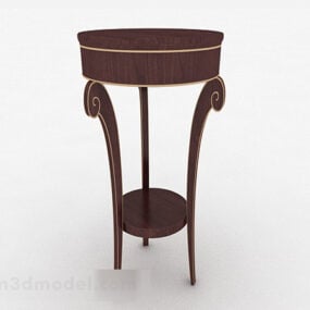 棕色圆形小餐桌3d模型