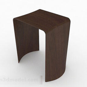 Brown Wooden Simple Chair 3d model