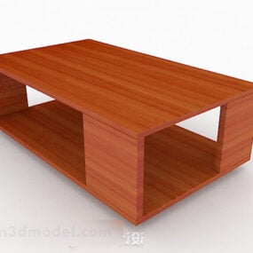 Brown Simple Wooden Coffee Table Design 3d model