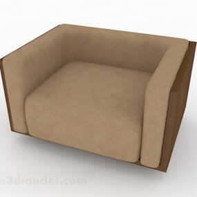 Brown Fabric Wooden Single Sofa 3d model