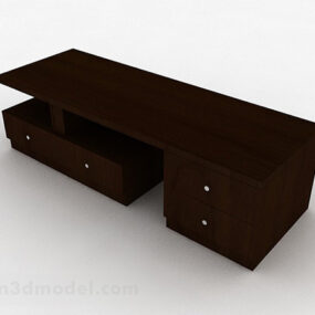 Καφέ απλό ξύλινο ντουλάπι τηλεόρασης 3d μοντέλο