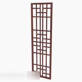 Brown Single Door Long Window 3d model