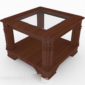 Brown Solid Wood Coffee Table Furniture 3d model