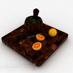 Planche à découper en bois massif marron modèle 3D