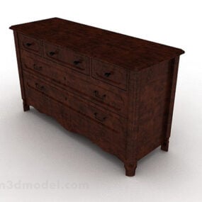 Brown Solid Wood Office Cabinet Design 3d model