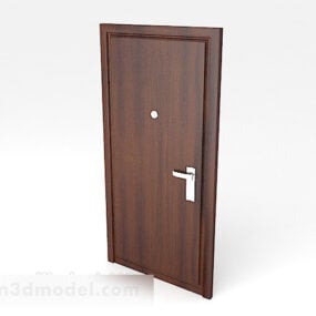 Brown Solid Wood Room Door 3d model