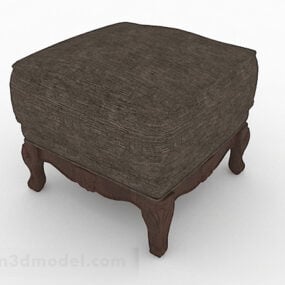 Brown Square Sofa Stool 3d model