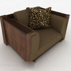Sofá cuadrado de madera marrón con silla individual