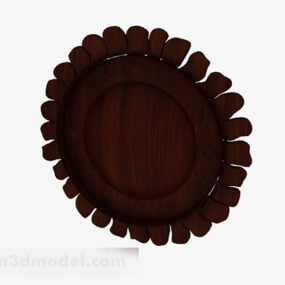 भूरा सूरजमुखी लकड़ी का आभूषण 3डी मॉडल