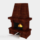 Brown Wood Fireplace