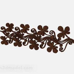 Brown Wood Flower Carving V1 3d model