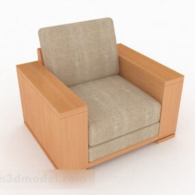Brown Wood Simple Sofa Chair Furniture 3d model