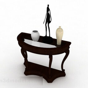 Ruskea puinen koristepöytä 3d malli