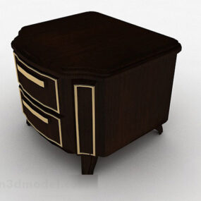 Brown Wooden Bedside Table 3d model