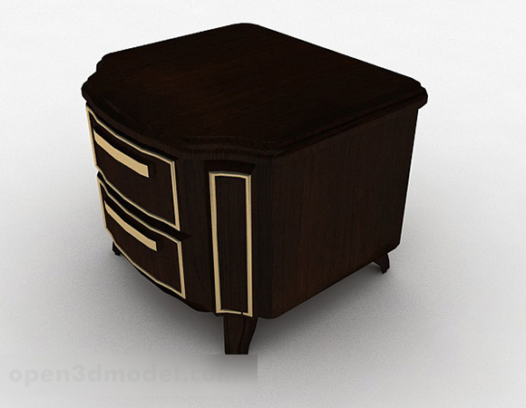 Brown Wooden Bedside Table Free 3d Model - .Max - Open3dModel