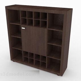 Brown Wooden Bookcase 3d model