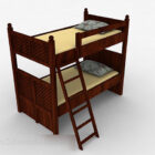 Brązowe drewniane łóżko piętrowe