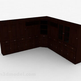 Wooden corner multi-door display cabinet 3d model