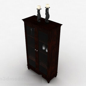 Brown Wooden Display Cabinet 3d model