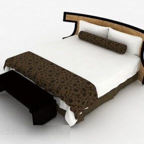 Model 3d Bed Dobel Kayu Coklat