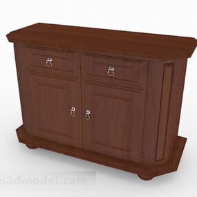 Modelo 3d de gabinete de TV de porta dupla de madeira