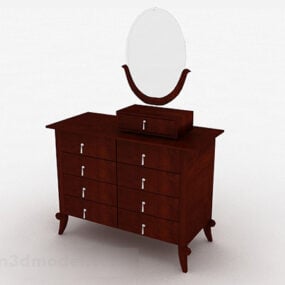Brown Wooden Dresser Cabinet 3d model