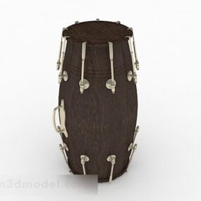 Brown Wooden Drum Instrument 3d model