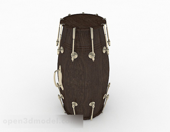Instrument à tambour en bois brun
