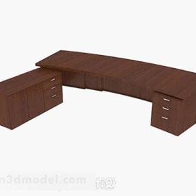 Brown Wooden Executive Desk 3d model