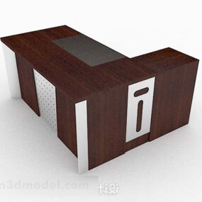 Brown Wooden High-grade Desk 3d model