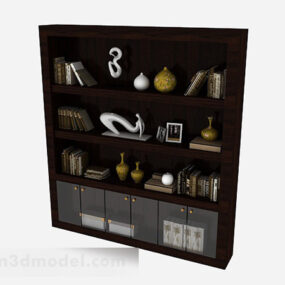 Brown Wooden Home Display Cabinet Design 3d model