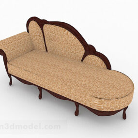 Brown Wooden Multi-seats Sofa Decor 3d model