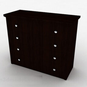 Brown Wooden Home Office Cabinet 3d model
