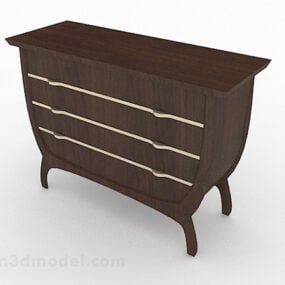 Brown Wooden Home Shoe Cabinet Design 3d model