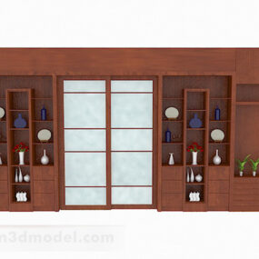 Brown Wooden Home Wall Cabinet 3d model