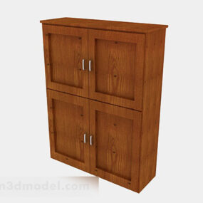 Brown Wooden Home Wardrobe 3d model
